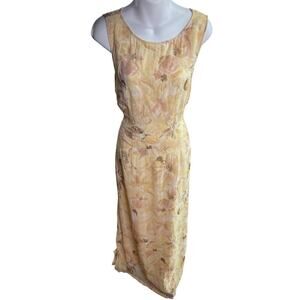 Vintage Melrose Studio Floral Earth Tone 90's Sheath Dress Women's Size Large